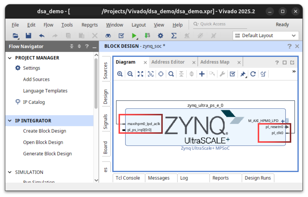 Connect pl_clk0 to maxihpm0_lpd_aclk