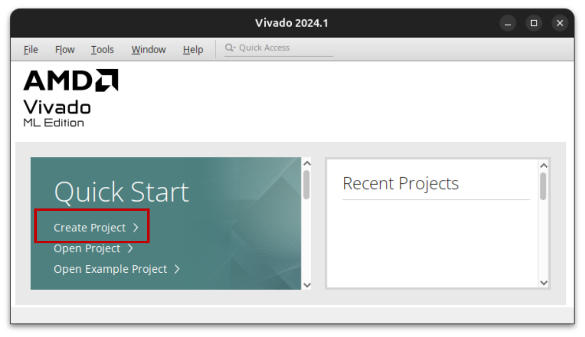 Vivado Welcome Screen