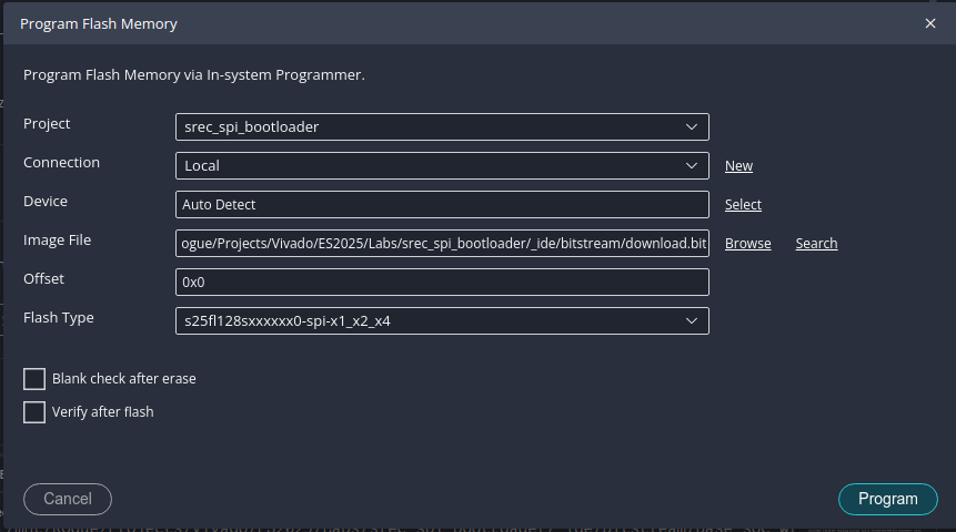 Flash Programming Window