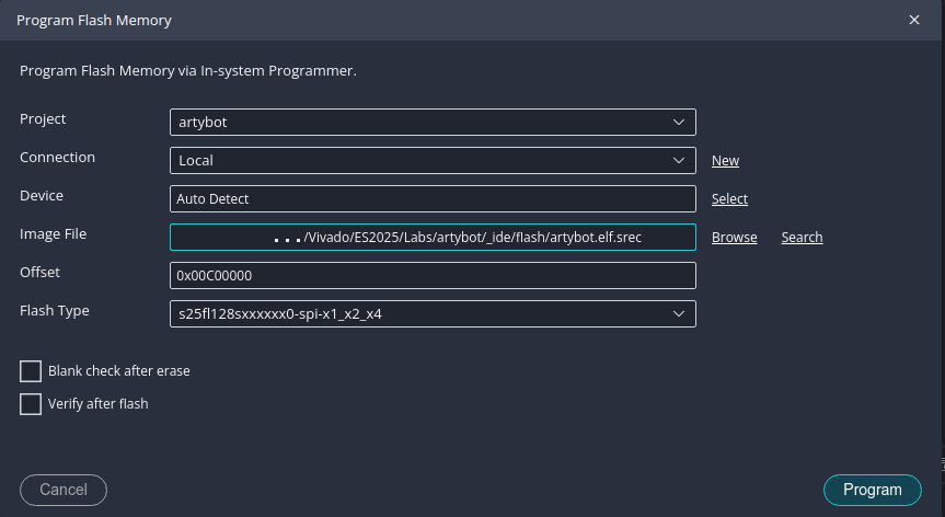 Flash Programming Window